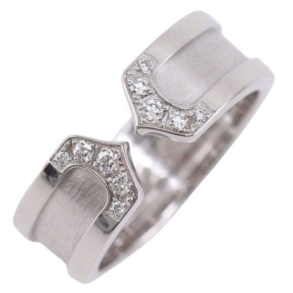 CARTIER C2 Ring K18 white gold/diamond #4.9(US Size) 7.2g Women - Picture 1 of 7